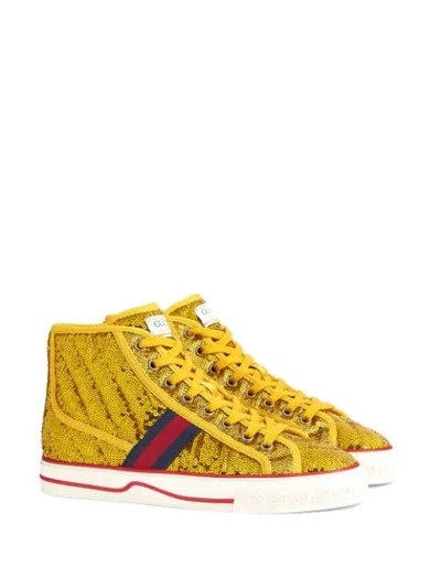 Shop Gucci Tennis 1977 High-top Sneakers In Yellow
