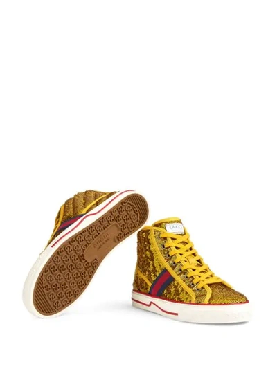 Shop Gucci Tennis 1977 High-top Sneakers In Yellow