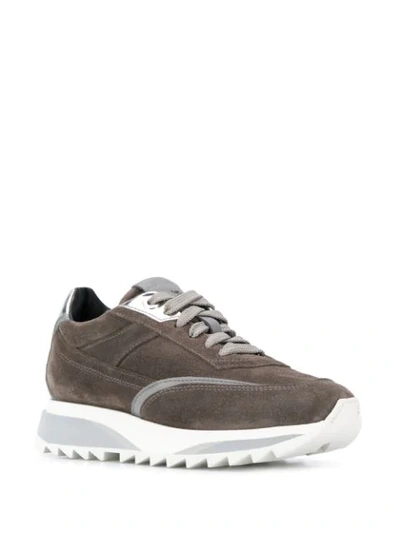 Shop Santoni Chunky Heel Embossed Logo Sneakers In Grey