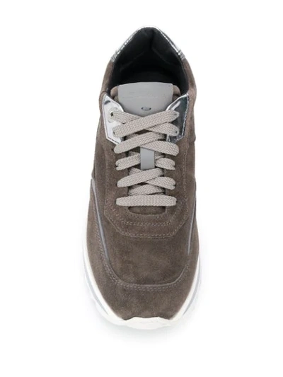 Shop Santoni Chunky Heel Embossed Logo Sneakers In Grey