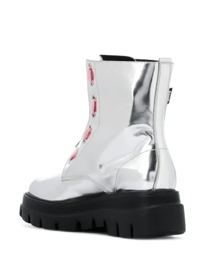 Shop Msgm Metallic Ankle-length Boots In Silver