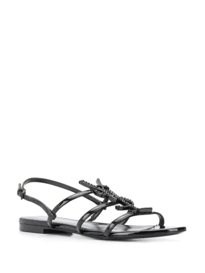 Shop Saint Laurent Cassandra Strappy Sandals In Black