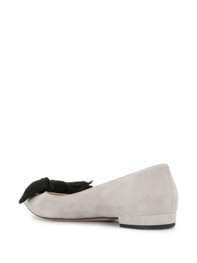 Pre-owned Prada Bow Detail Ballerina Shoes In Grey