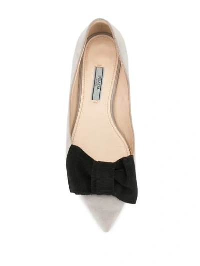 Pre-owned Prada Bow Detail Ballerina Shoes In Grey