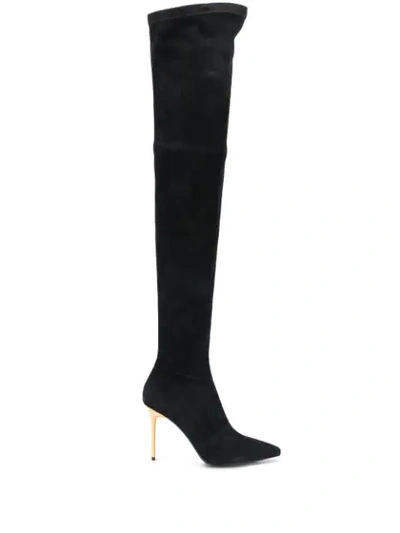 Shop Balmain Thigh High Boot Pumps In Black