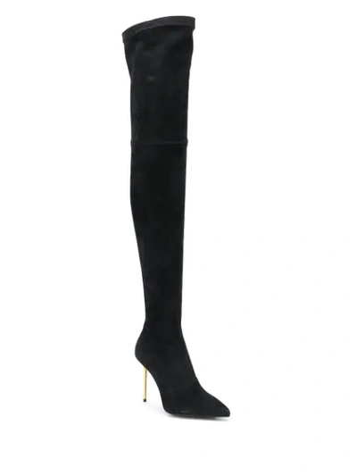 Shop Balmain Thigh High Boot Pumps In Black