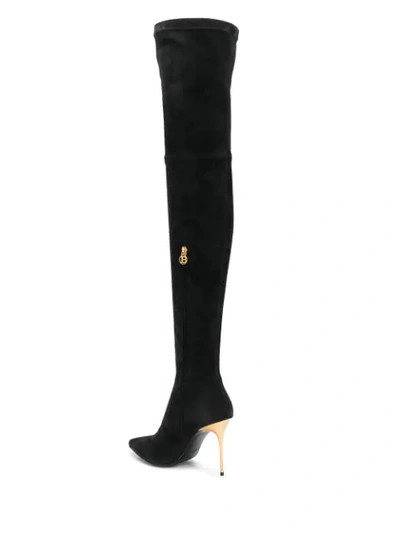 Shop Balmain Thigh High Boot Pumps In Black