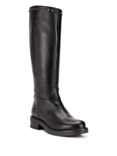 Shop Albano Stud Embellished Mid-calf Length Boots In Black