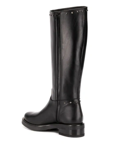 Shop Albano Stud Embellished Mid-calf Length Boots In Black