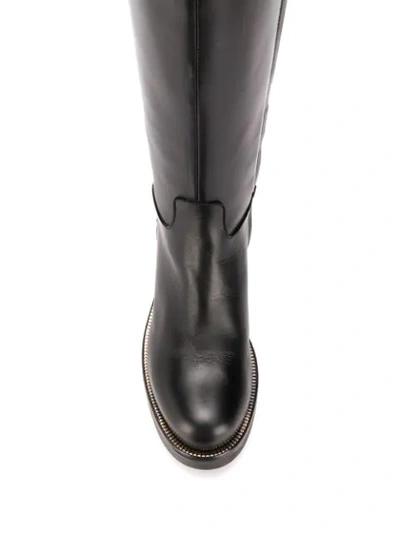 Shop Albano Stud Embellished Mid-calf Length Boots In Black