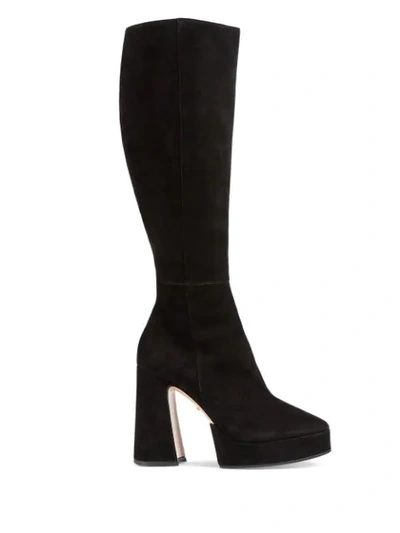 Shop Gucci Knee-high Platform Boots In Black