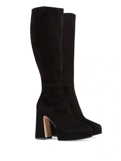 Shop Gucci Knee-high Platform Boots In Black