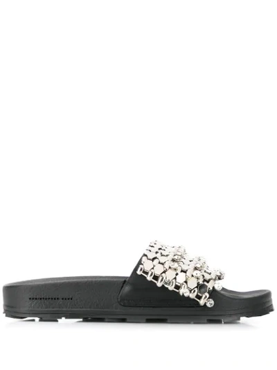 Shop Christopher Kane Chain And Crystal Slides In Silver