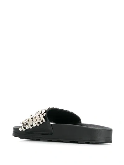 Shop Christopher Kane Chain And Crystal Slides In Silver