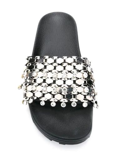 Shop Christopher Kane Chain And Crystal Slides In Silver