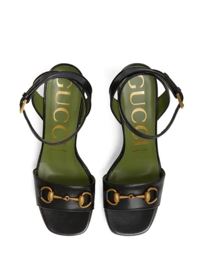 Shop Gucci Appliqué-detailed Leather Sandals In Black