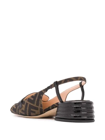 Shop Fendi Ff-logo Slingback Pumps In Brown