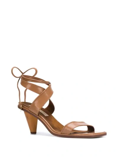 Shop Stella Mccartney Rhea Crossover Strap Sandals In Brown