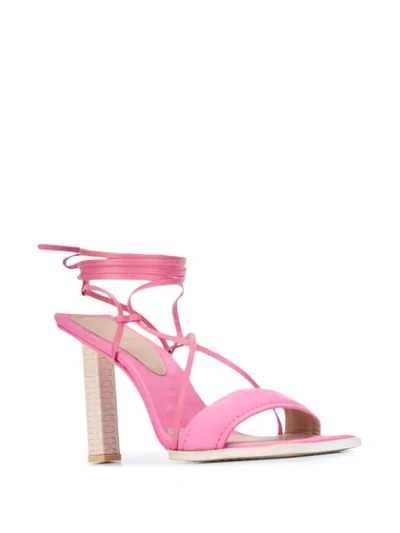Shop Jacquemus Strappy 110mm Square-toe Sandals In Pink