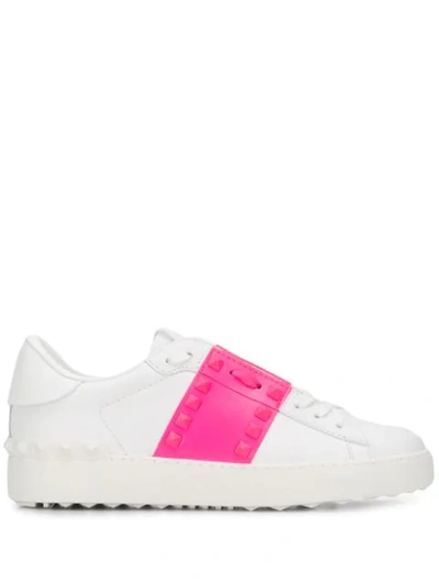 Shop Valentino Rockstud Sneakers In White