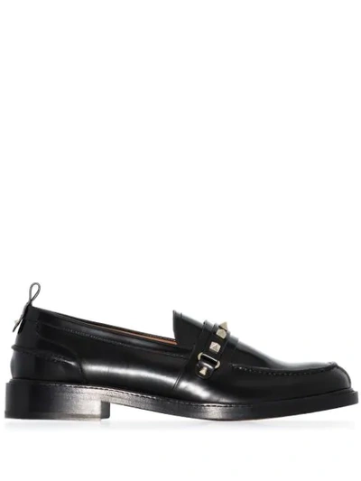 Shop Valentino Rockstud 30 Loafers In Black