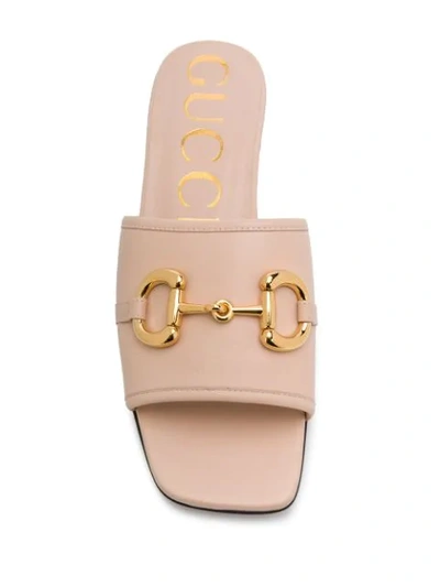 Shop Gucci Slip-on Horsebit Detail Sandals In Neutrals