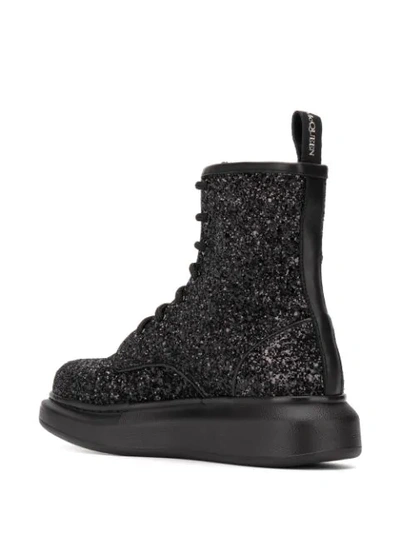 Shop Alexander Mcqueen Hybrid Glitter-effect Boots In Black