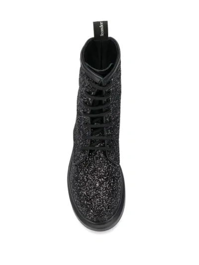 Shop Alexander Mcqueen Hybrid Glitter-effect Boots In Black