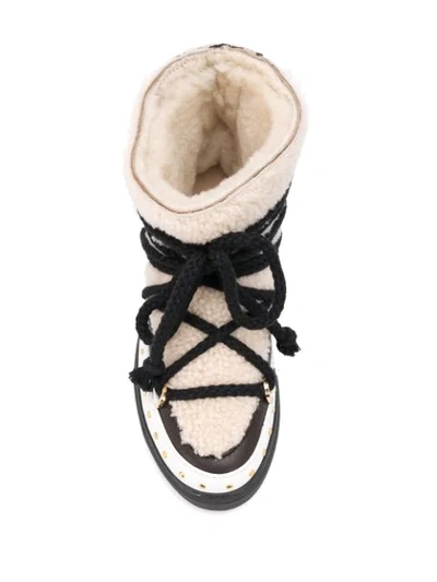 Inuikii Curly Rock Shearling Colorblock Snow Booties In Neutrals