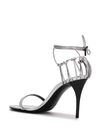 Shop Saint Laurent Metallic Lexi 100mm Sandals In Silver