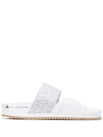 Adidas By Stella Mccartney Leopard-print Woven And Mesh Slides In White |  ModeSens