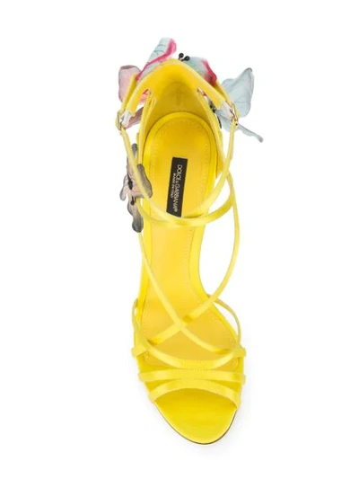 Shop Dolce & Gabbana Keira Sandals With Butterfly Appliqués In Yellow