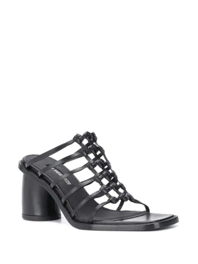 Shop Ann Demeulemeester Woven Strap Mules In Black