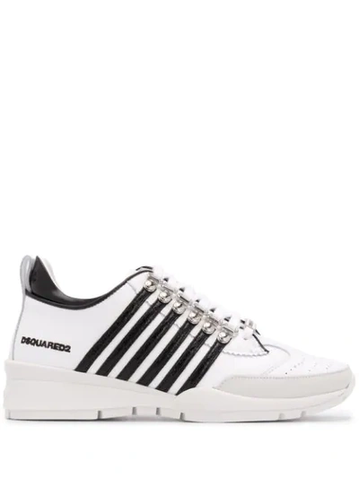 Shop Dsquared2 251 Striped Sneakers In White