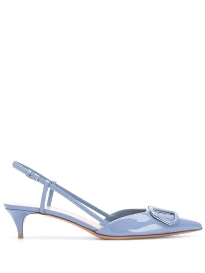 Shop Valentino Vlogo Signature Slingback Pumps In Blue