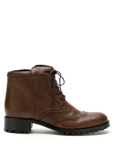 Shop Sarah Chofakian Chelsea Lace-up Leather Boots In Brown