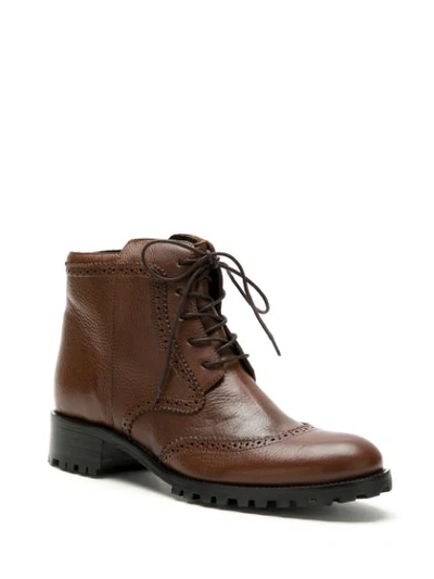 Shop Sarah Chofakian Chelsea Lace-up Leather Boots In Brown