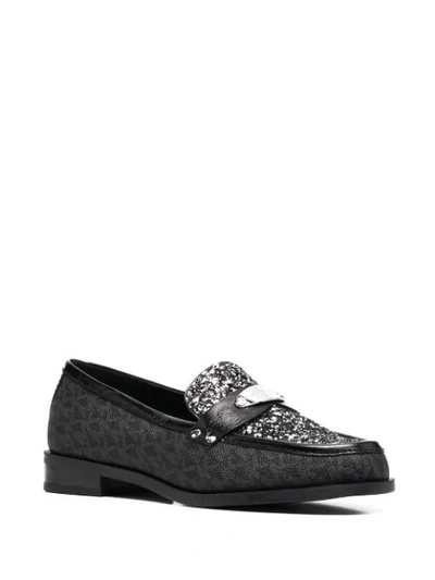 Shop Michael Michael Kors Glitter-effect Loafers In Black