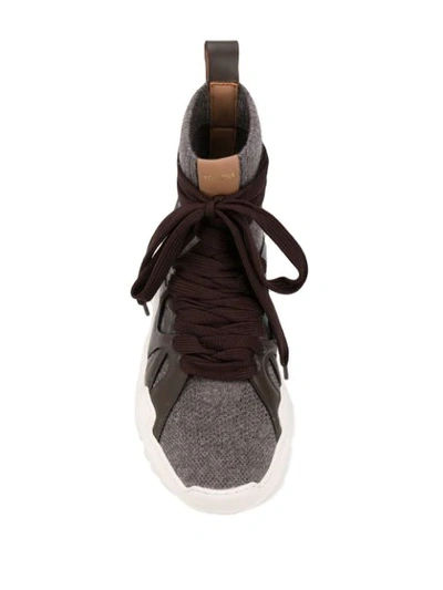 Shop Agnona High-top Wraparound Sneakers In Brown