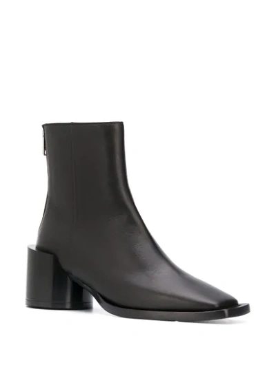Shop Mm6 Maison Margiela Square-toe Leather Ankle Boots In Black