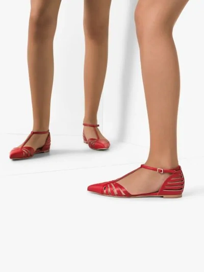 Shop Rosie Assoulin Lattice Strap Flat Sandals In Red
