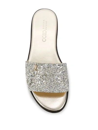Shop Jimmy Choo Minea Flat Sandals In Silver