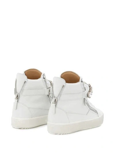 Shop Giuseppe Zanotti Denny Crystal-embellished Sneakers In White