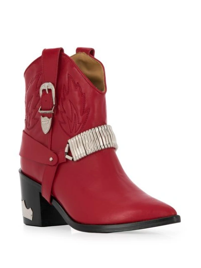 Shop Toga Western Ankle Boots In Red