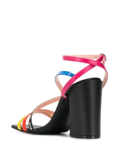 Shop Msgm Strappy Design Sandals In Black