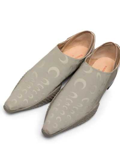 Shop Marine Serre Jacquard Crescent Moon Loafers In Brown