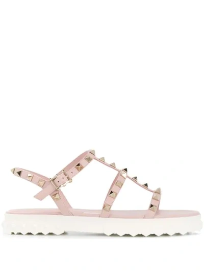 Shop Valentino Rockstud Platform Sandals In Pink