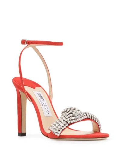 Shop Jimmy Choo Thyra 100mm Sandals In Red