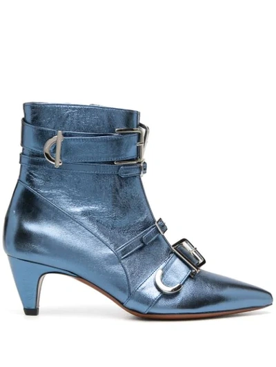 Shop Alexa Chung Multi-buckle Ankle Boots In Blue