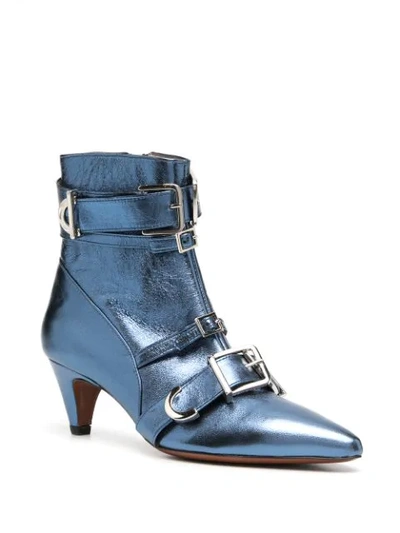 Shop Alexa Chung Multi-buckle Ankle Boots In Blue